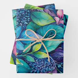 Farbenfrohe Botanische Kunstbekleidung Geschenkpapier Set