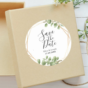 Farbenfrohe Botanische Leaf-Hochzeit rettet das Da Runder Aufkleber
