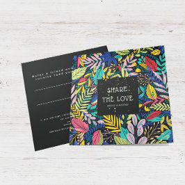 Farbenfrohe botanische Muster Gold Glitzer Referen Quadratische Visitenkarte