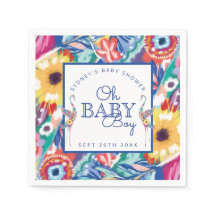 Farbenfrohe Botanische Storch Babydusche