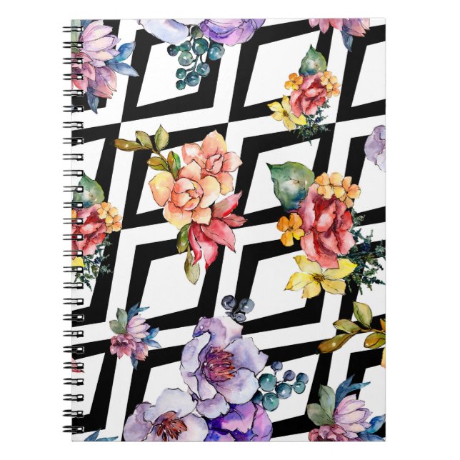 Farbenfrohe Bouquet-Blume. Floral botanisch Notizblock (Vorderseite)