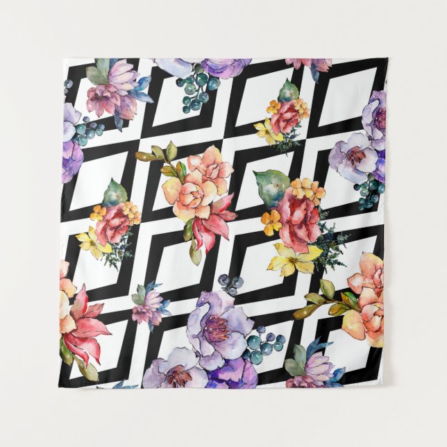 Farbenfrohe Bouquet-Blume. Floral botanisch Wandteppich (Vorderseite)