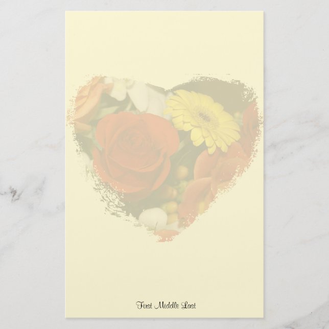 Farbenfrohe Bouquet Grunge Herzstück Hintergrund Briefpapier (Vorderseite)