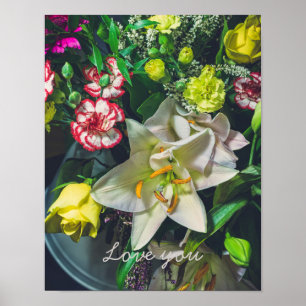 Farbenfrohe Bouquet mit Lilie Poster