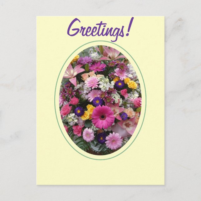 farbenfrohe Bouquet Postkarte (Vorderseite)
