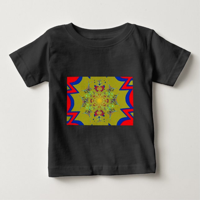 Farbenfrohe braune Damaskus Design Art Print Baby T-shirt (Vorderseite)