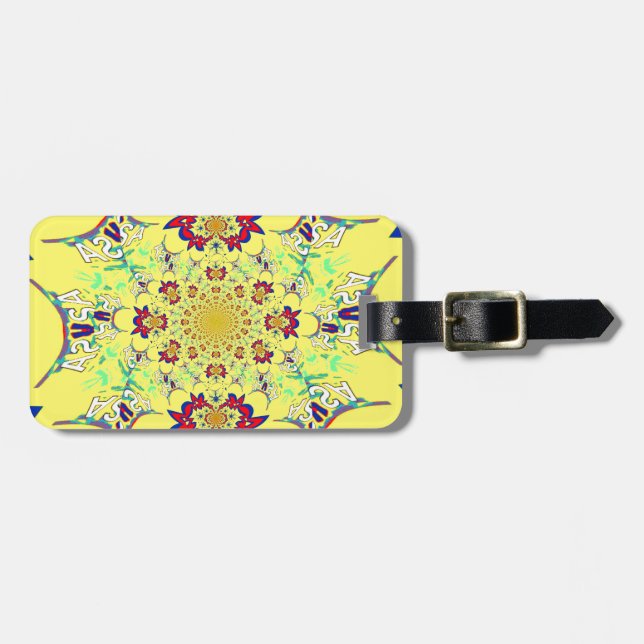 Farbenfrohe braune Damaskus Design Art Print Gepäckanhänger (Vorderseite horizontal)