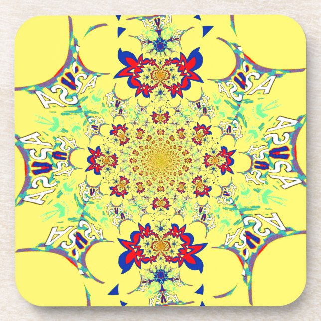 Farbenfrohe braune Damaskus Design Art Print Getränkeuntersetzer (Vorderseite)