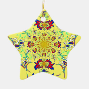 Farbenfrohe braune Damaskus Design Art Print Keramikornament