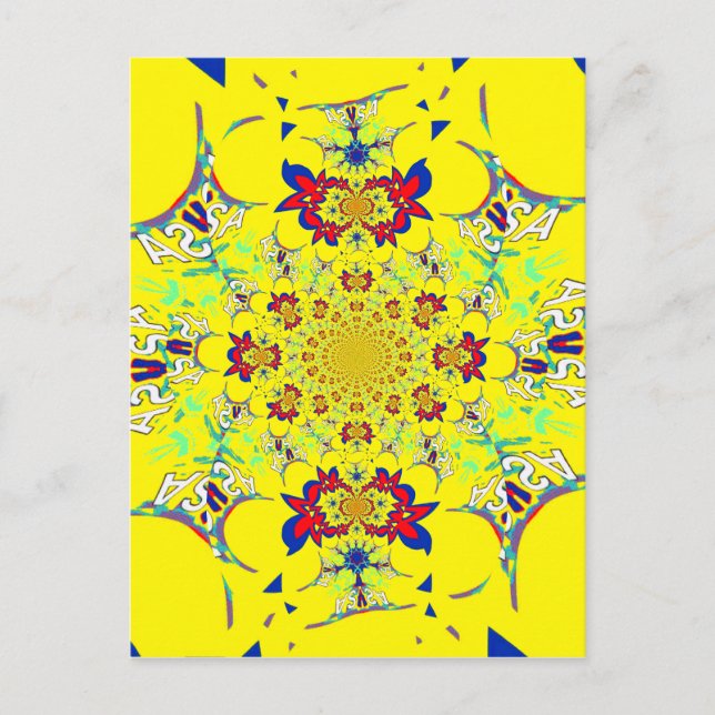 Farbenfrohe braune Damaskus Design Art Print Postkarte (Vorderseite)