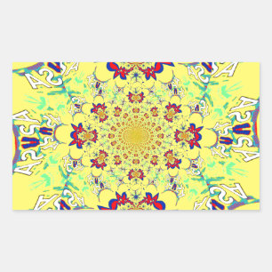 Farbenfrohe braune Damaskus Design Art Print Rechteckiger Aufkleber