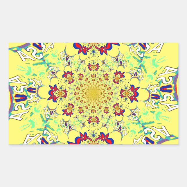 Farbenfrohe braune Damaskus Design Art Print Rechteckiger Aufkleber (Vorderseite)