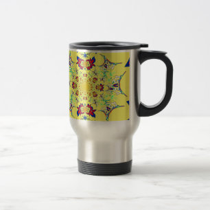 Farbenfrohe braune Damaskus Design Art Print Reisebecher