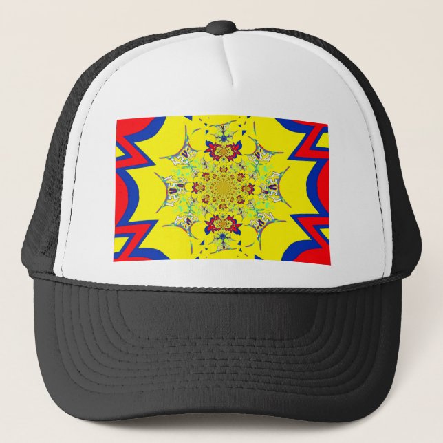 Farbenfrohe braune Damaskus Design Art Print Truckerkappe (Vorderseite)