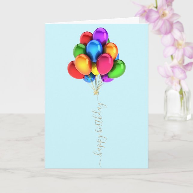 Farbenfrohe Bright Balloons | Happy Birthday Scrip Karte (Orchidee)