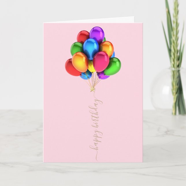 Farbenfrohe Bright Balloons | Happy Birthday Scrip Karte (Vorderseite)