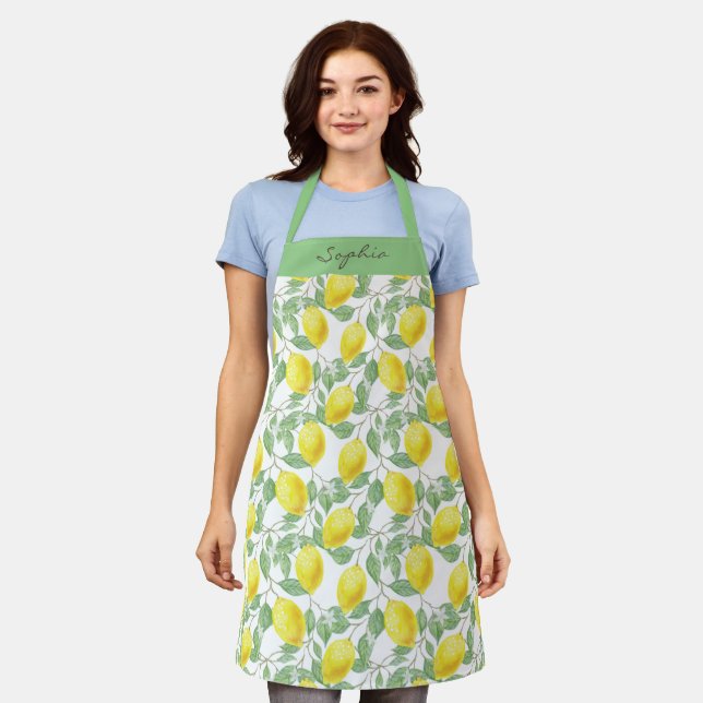 Farbenfrohe Bright Lemon Citrus Yellow Chic Sommer Schürze (Getragen)