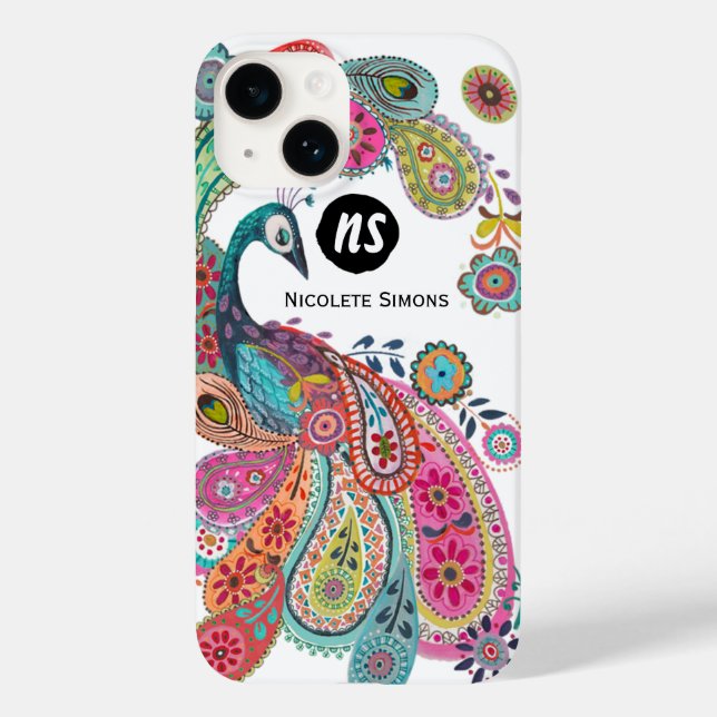 Farbenfrohe Bright Peacock Floral | iPhone Case (Rückseite)
