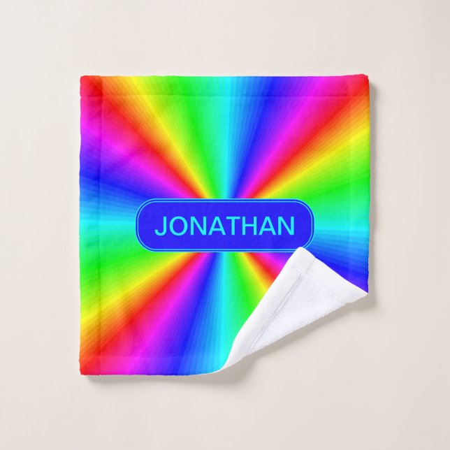 Farbenfrohe Bright Rainbow Personalisiert Waschlappen (Waschlappen)