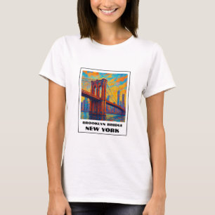 Farbenfrohe Brooklyn Bridge NYC Reise T-Shirt