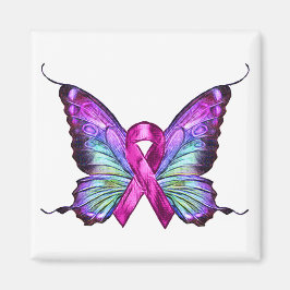 Farbenfrohe Brustkrebserkrankung Schmetterling Magnet