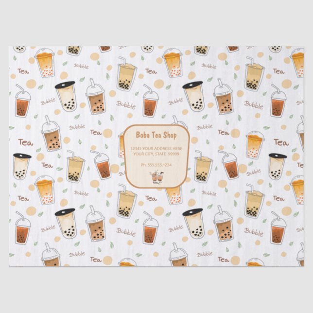 Farbenfrohe Bubble Tee Personalisiertes Weiß Seidenpapier (Vorderseite)
