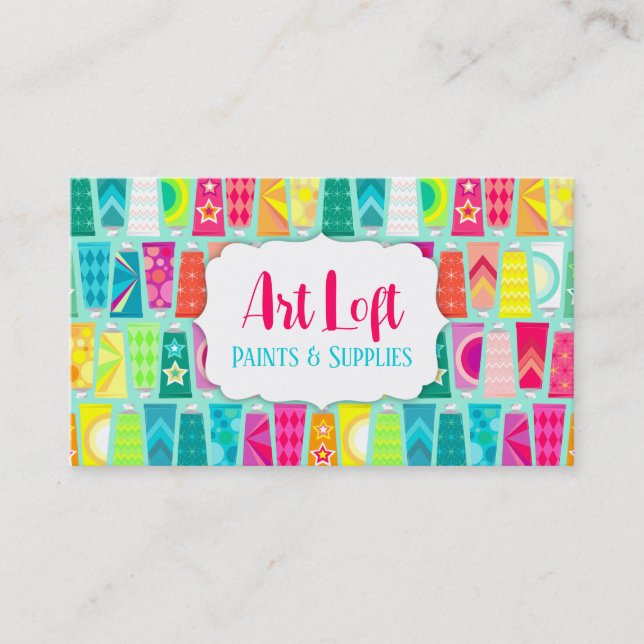 Farbenfrohe Buben der Art Paint Business Card Visitenkarte (Vorderseite)
