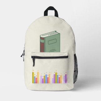 Farbenfrohe Bücher und Stifte zurück zum Schulruck Bedruckter Rucksack
