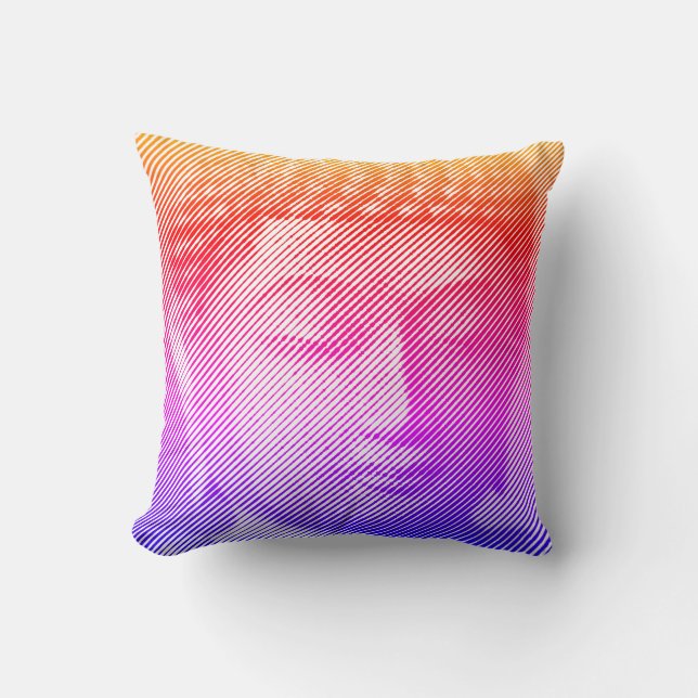 Farbenfrohe Buddha-Statue aus Linien Kissen (Vorderseite)