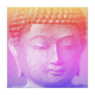 Farbenfrohe Buddha-Statue aus Linien Leinwanddruck