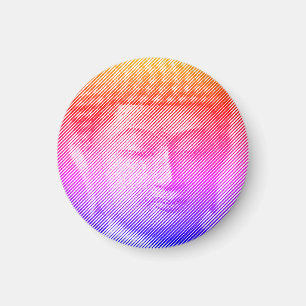 Farbenfrohe Buddha-Statue aus Linien Magnet