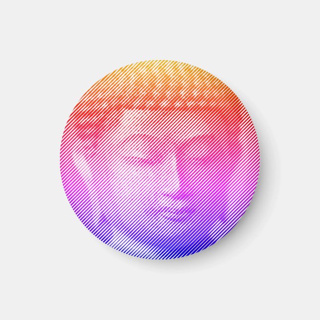 Farbenfrohe Buddha-Statue aus Linien Magnet (Vorne)