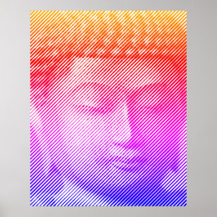 Farbenfrohe Buddha-Statue aus Linien Poster