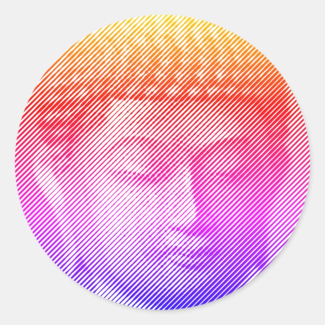 Farbenfrohe Buddha-Statue aus Linien Runder Aufkleber (Vorderseite)