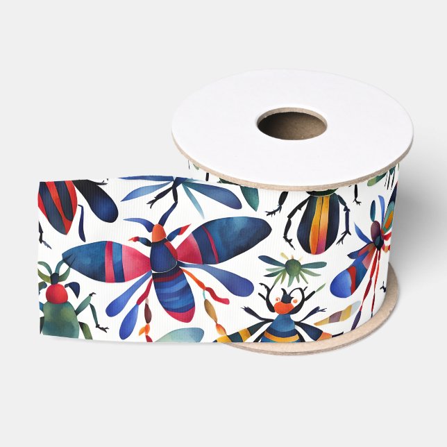 Farbenfrohe Bugs Whimsikäre Insekten Kunst Ripsband (Spule)