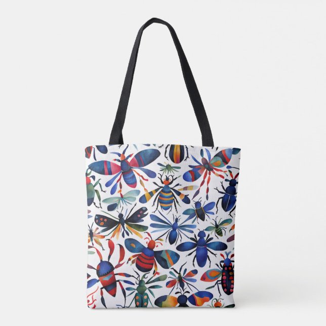 Farbenfrohe Bugs Whimsikäre Insekten Kunst Tasche (Rückseite)
