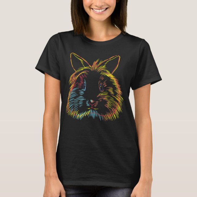Farbenfrohe Bunny Lionhead Kaninchen T-Shirt (Vorderseite)