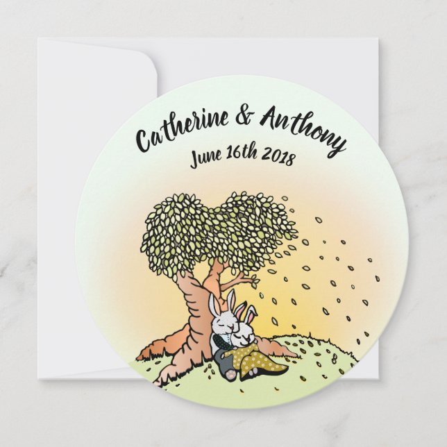 Farbenfrohe Bunny Rabbit Hochzeit Einladungen (Vorderseite)