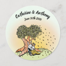 Farbenfrohe Bunny Rabbit Hochzeit Einladungen