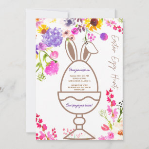 Farbenfrohe Bunny Rabbit Ostereier Hunt Brunch Einladung