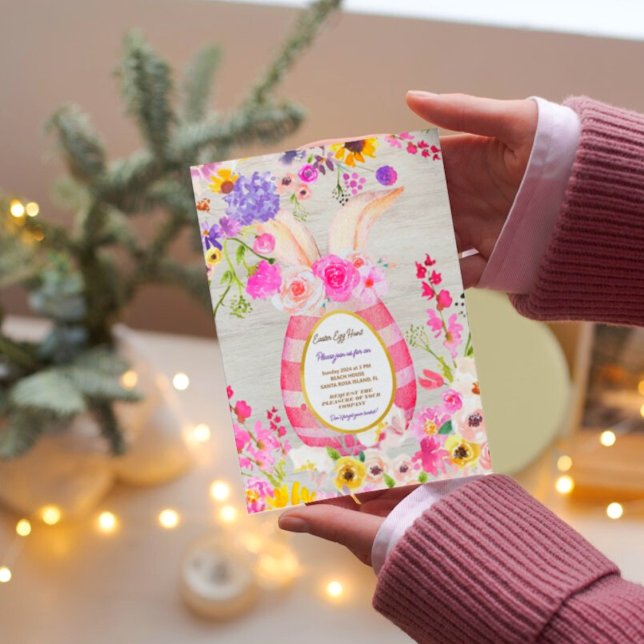 Farbenfrohe Bunny Rabbit Ostereier Hunt Brunch Einladung (Von Creator hochgeladen)