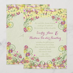 Farbenfrohe bunt Pennant Wirble Blumenhochzeit Einladung