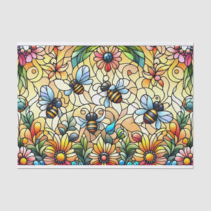 Farbenfrohe Buntglas-Bienen Seidenpapier
