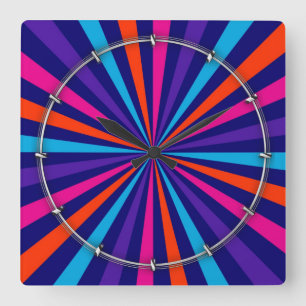 Farbenfrohe Burst Spinning Wheel Design Quadratische Wanduhr