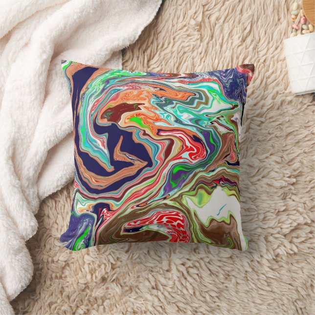 Farbenfrohe Burst von Marmorflüssigkeiten Kunst Kissen (Decke)