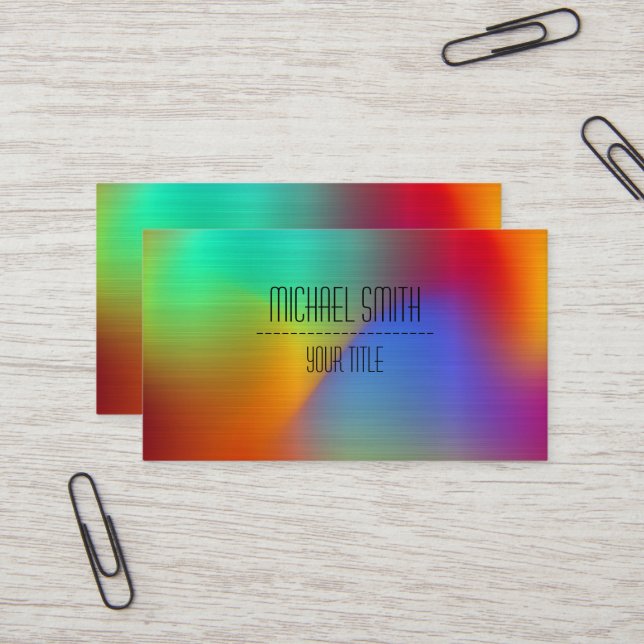 Farbenfrohe Business Card aus Edelstahl Visitenkarte (Vorderseite/Rückseite Beispiel)