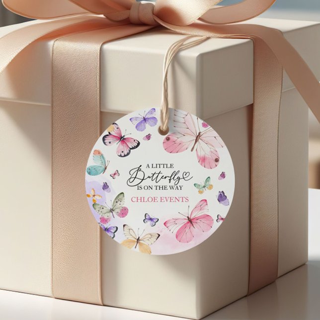 Farbenfrohe Butterflies Babydusche Geschenkanhänger (Von Creator hochgeladen)