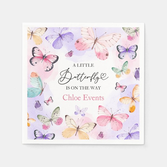 Farbenfrohe Butterflies Babydusche Serviette (Vorderseite)