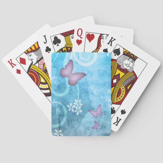 Farbenfrohe Butterfly Aquarellbilder Spielkarten (Rückseite)