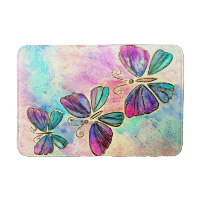 Farbenfrohe Butterfly-Badematte Badematte (Vorderseite)